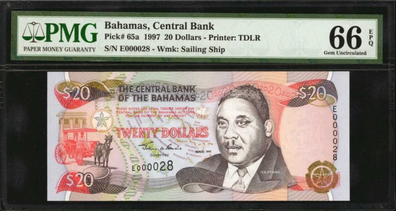 BAHAMAS. Central Bank of the Bahamas. 20 Dollars, 1997. P-65a. Low Serial Number...