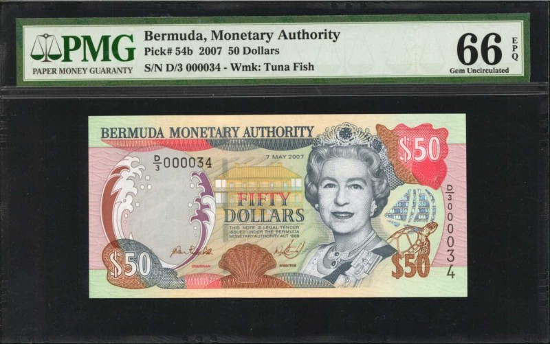 BERMUDA. Bermuda Monetary Authority. 50 Dollars, 2007. P-54b. PMG Gem Uncirculat...