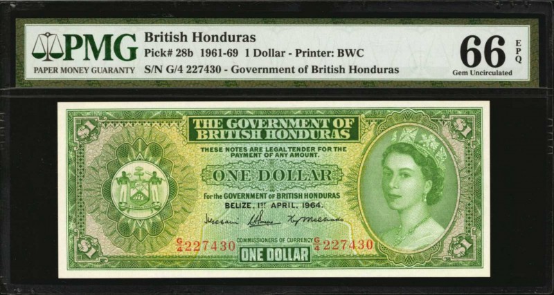 BRITISH HONDURAS. Government of British Honduras. 1 Dollar, 1961-69. P-28b. PMG ...