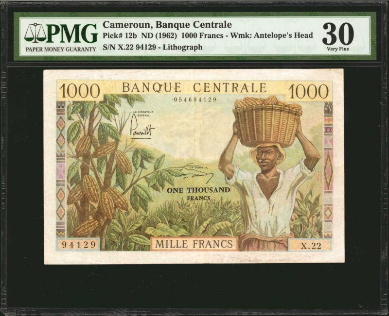 CAMEROON. Banque Centrale Cameroun. 1000 Francs, ND (1962). P-12b. PMG Very Fine...