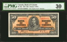 CANADA. Bank of Canada. 50 Dollars, 1937. BC-26c. PMG Very Fine 30.
Printed by CBNC. Even circulation is seen on this 1937 Fifty. Portrait of King Ge...