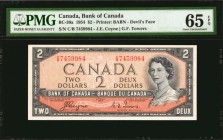 CANADA. Bank of Canada. 2 Dollars, 1954. BC-30a. PMG Gem Uncirculated 65 EPQ.
Devil's face. Printed by BABN. Signatures of Coyne and Towers. An extre...