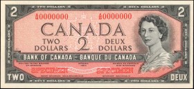CANADA. Bank of Canada. 2 Dollars, 1954. BC-38s. Specimen. Uncirculated.
Red specimen overprint is seen on this Canadian Deuce. Seen with red specime...