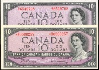 CANADA. Bank of Canada. 10 Dollars, 1954. BC-40b. Uncirculated.
2 pieces in lot. Included is one issued note and one replacement note. Both are in Un...