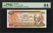 CANADA. Bank of Canada. 100 Dollars, 1975. BC-52b. PMG Choice Uncirculated 64 EPQ.
Signature combo of Crow - Bouey. Nearly Gem in grade.
Estimate: $...