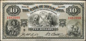 CANADA. Bank of Nova Scotia. 10 Dollars, 1935. CH #50-36-04. Extremely Fine.
Arms seen at center next to allegorical figures, with miners at left and...