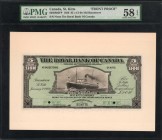 CANADA. Royal Bank of Canada. 5 Dollars, 1920. CH #630-58-02FP. Front Proof. PMG Choice About Uncirculated 58 EPQ.
A Front Proof of a 5 Dollar note, ...