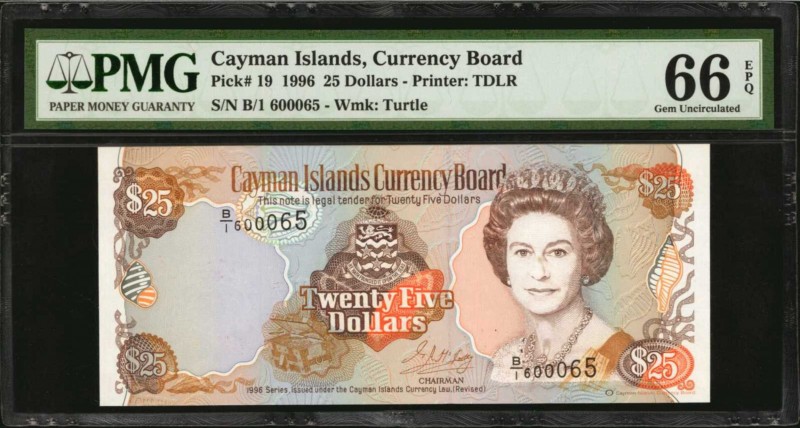 CAYMAN ISLANDS. Currency Board. 25 Dollars, 1996. P-19. PMG Gem Uncirculated 66 ...