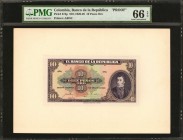 COLOMBIA. Banco de la Republica. 10 Pesos Oro, January 1, 1926. P-374p. Face & Back Proofs. PMG Gem Uncirculated 66.
2 pieces in lot. Another very pl...