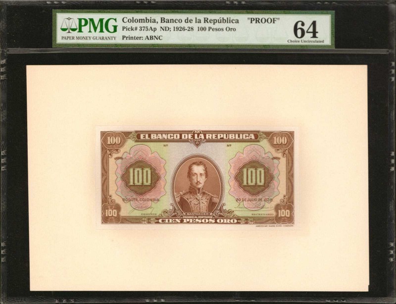 COLOMBIA. Banco de la Republica. 100 Pesos Oro, July 20, 1928. P-375Ap Face & Ba...