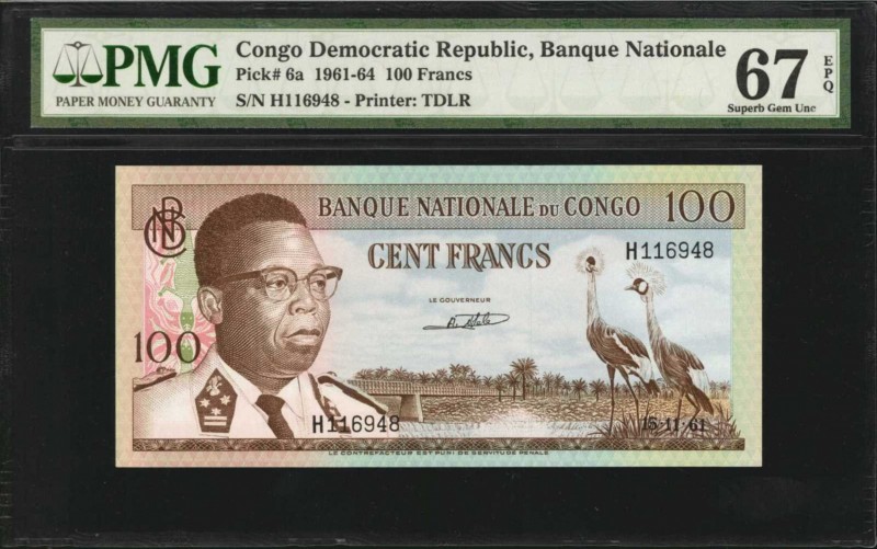 CONGO DEMOCRATIC REPUBLIC. Banque Nationale du Congo. 100 Francs, 1961-64. P-6a....