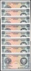 CYPRUS. Central Bank of Cyprus. 250 Mils, 1981. P-41c. Uncirculated.
8 pieces in lot. A grouping of Uncirculated 250 Mils notes, all seen with bright...