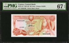 CYPRUS. Central Bank of Cyprus. 50 Cents & 1 Pound, 1987-96. P-52, 53c, 53d & 53e. PMG Gem Uncirculated 66 EPQ & Superb Gem Uncirculated 67 EPQ .
4 p...