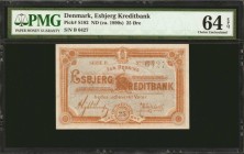 DENMARK. Esbjerg Kreditbank. 25 Ore, ND (ca. 1890s). P-S182. PMG Choice Uncirculated 64 EPQ.
Nearly Gem and seen with fully original and pleasing pap...