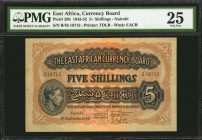 EAST AFRICA. East African Currency Board. 5 Shillings, 1943-52. P-28b. PMG Very Fine 25.
Watermark of EACB. Printed by TDLR. Nairobi. PMG comments "M...