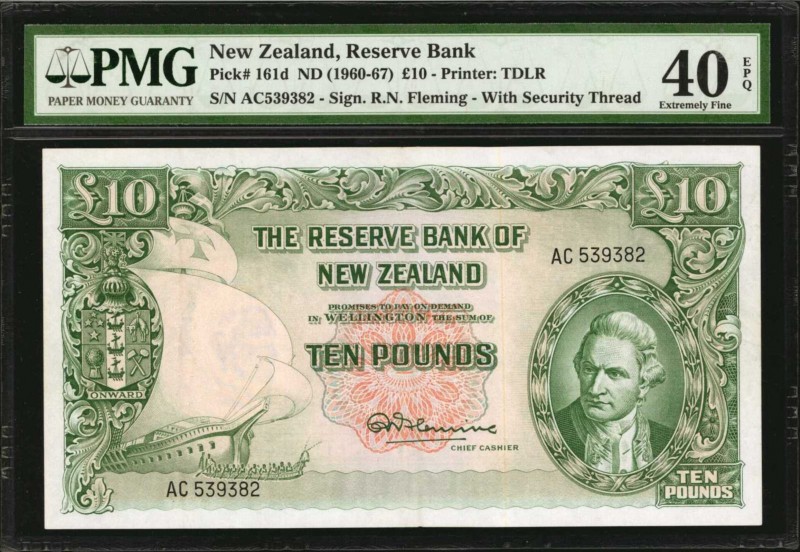 NEW ZEALAND. Reserve Bank. 10 Pounds, ND (1960-67). P-161d. PMG Extremely Fine 4...