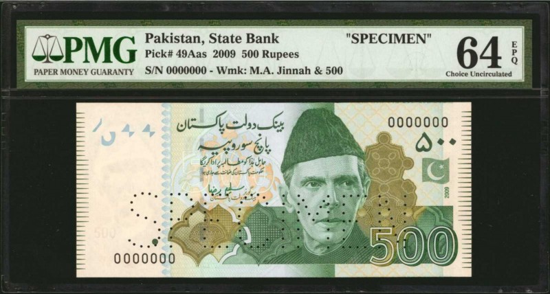 PAKISTAN. State Bank of Pakistan. 500 Rupees, 2009. P-49As. Specimen. PMG Choice...