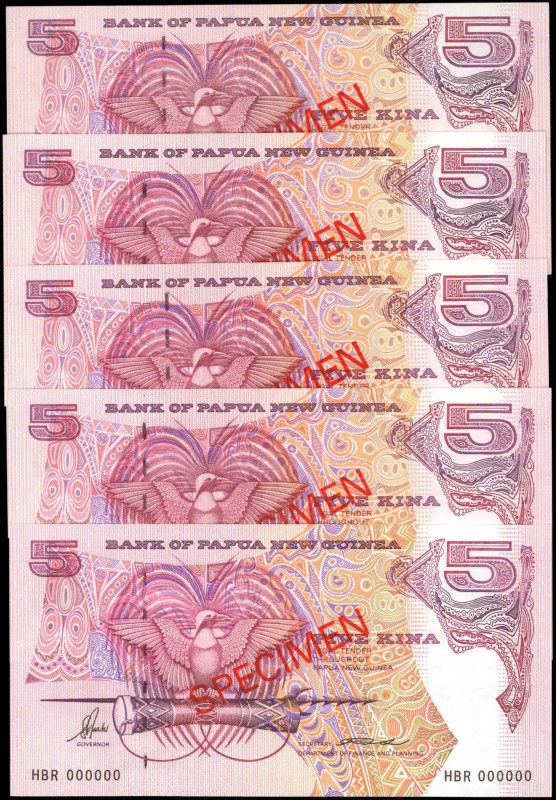 PAPUA NEW GUINEA. Bank of Papua New Guinea. 5 Kina, ND (1993). P-14b. Specimens....