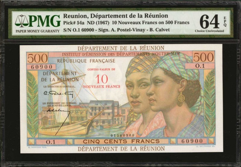 REUNION. Department de la Reunion. 10 Nouveaux Francs, 1947. P-54a. PMG Choice U...