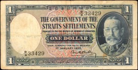 STRAITS SETTLEMENTS. Government of the Straits Settlements. 1 Dollar, 1932. P-16a. Fine.
A tougher date is found on this Fine example of a 1 Dollar n...