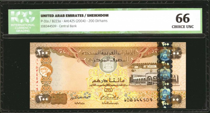 UNITED ARAB EMIRATES. Central Bank. 200 Dirhams, 2004. P-31a. ICG Choice Uncircu...