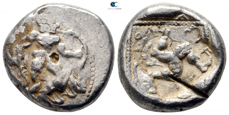 Pamphylia. Aspendos circa 465-430 BC. 
Stater AR

22 mm., 10,58 g.

Warrior...