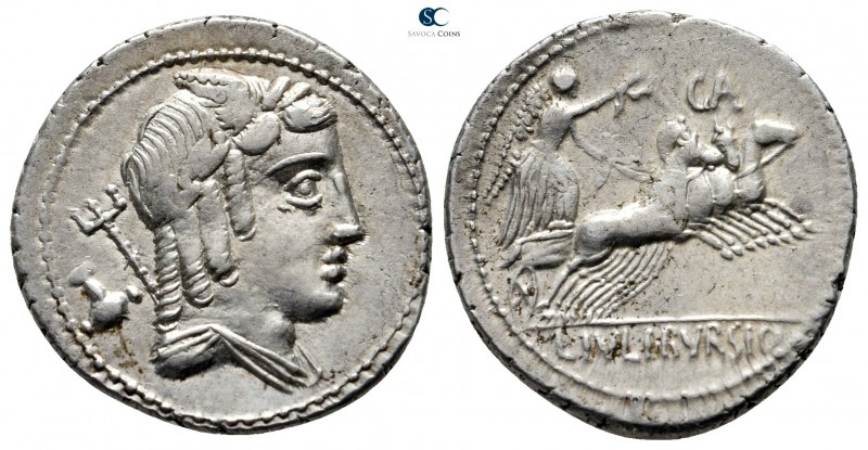 L. Iulius Bursio 85 BC. Rome
Denarius AR

20 mm., 3,80 g.

Laureate, winged...