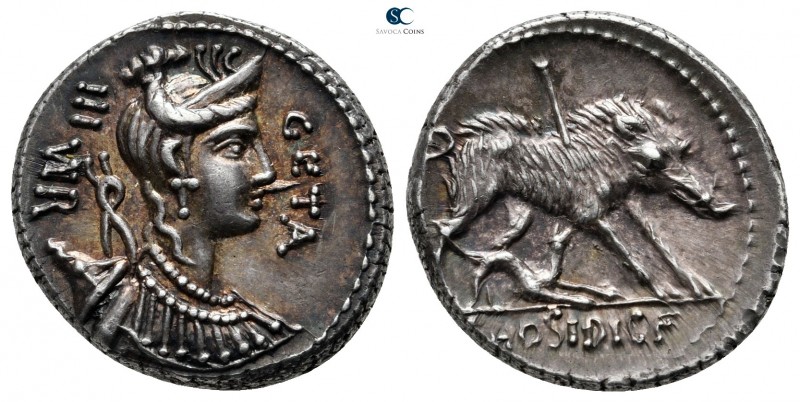 C. Hosidius C. f. Geta 68 BC. Rome
Denarius AR

19 mm., 3,85 g.

GETA III V...