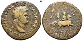 Nero AD 54-68. Struck circa AD 65. Lugdunum (Lyon). Sestertius Æ