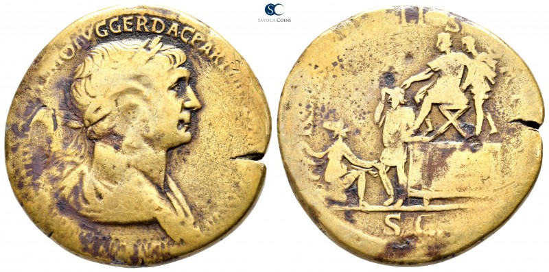 Trajan AD 98-117. Struck AD 116-117. Rome
Sestertius Æ

34 mm., 23,54 g.

[...