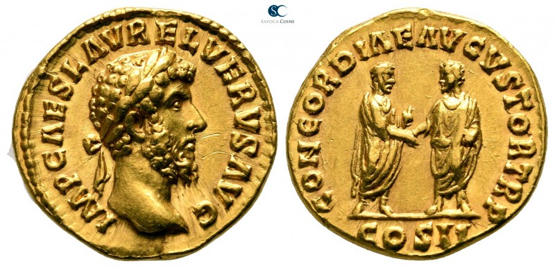 Lucius Verus AD 161-169. Struck AD 161. Rome
Aureus AV

19 mm., 6,85 g.

IM...