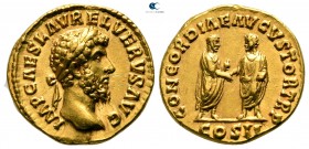 Lucius Verus AD 161-169. Struck AD 161. Rome. Aureus AV