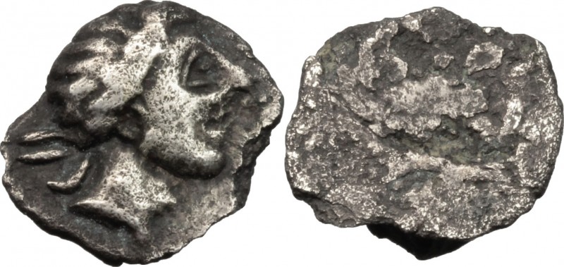 Greek Italy. Etruria, Populonia. AR 2 1/2 Units, 3rd century BC. D/ Young male h...