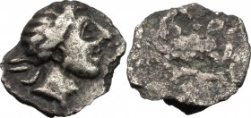 Greek Italy. Etruria, Populonia. AR 2 1/2 Units, 3rd century BC. D/ Young male head right; behind, IIC. R/ Plain. Vecchi EC 1, 96. HN Italy 175. NAC 7...