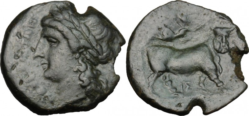 Greek Italy. Central and Southern Campania, Neapolis. AE 19mm, 275-250 BC. D/ He...