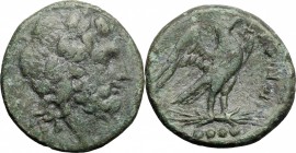 Greek Italy. Eastern Italy, Larinum. AE Quadrunx, c. 210-175 BC. D/ Head of Zeus right, laureate. R/ Eagle standing right on thunderbolt; in exergue, ...