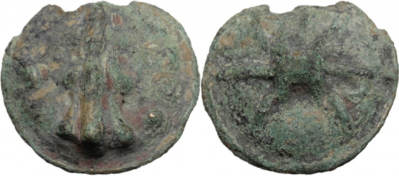 Greek Italy. Northern Apulia, Luceria. AE Cast Quadrunx, 217-212 BC. D/ Club; ar...