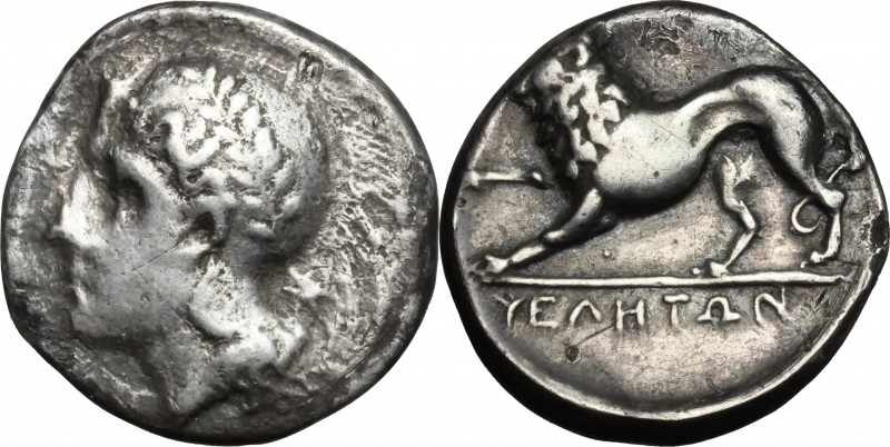 Greek Italy. Northern Lucania, Velia. AR Nomos, circa 334-300 BC. D/ Head of Ath...
