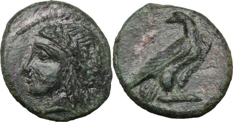Sicily. Akragas. Phintias, Tyrant (287-278 BC). AE 15mm. D/ Head of Apollo left,...