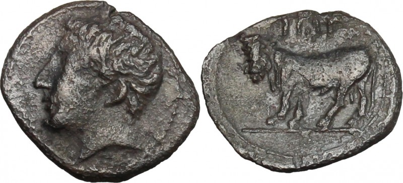 Sicily. Panormos. AR Litra, after 409 BC. D/ Head of river god left. R/ Man-head...