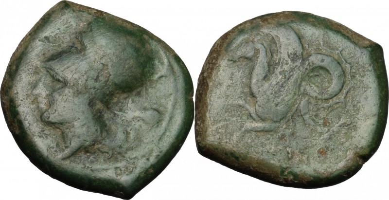 Sicily. Syracuse. Dionysos I to Dionysos II. AE 21 mm, circa 375-344 BC. D/ Head...