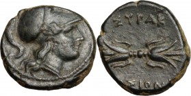 Sicily. Syracuse. Agathokles (317-289 BC). AE 18 mm. D/ Helmeted head of Athena right. R/ Winged thunderbolt. CNS 119; SNG ANS 751. AE. g. 1.76 mm. 18...