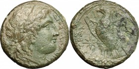 Sicily. Syracuse. Fourth democracy (c. 289-287 BC). AE, 289-287 BC. D/ Head of Zeus Hellanios right, laureate. R/ Eagle standing left on thunderbolt; ...