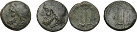Sicily. Syracuse. Hieron II (274-216 BC). Lot of two AE coins, struck circa 263-218 BC. D/ Head of Poseidon left, wearing taenia. R/ Ornamented triden...