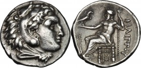 Continental Greece. Kings of Macedon. Philip III Arrhidaios (323-317 BC). AR Drachm, Abydos mint. D/ Head of Herakles right, wearing lion's skin. R/ Z...