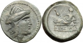 Continental Greece. AE 17mm, Uncertain mint in Thrace (?), undated. D/ Head right. R/ Reclining figure left. AE. g. 3.54 mm. 17.00 Good VF.