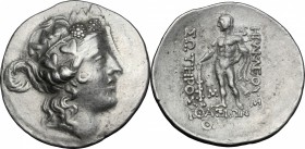 Continental Greece. Islands off Thrace, Thasos. AR Tetradrachm, 140-110 BC. D/ Head of young Dionysos right, wearing ivy-wreath. R/ Herakles standing ...