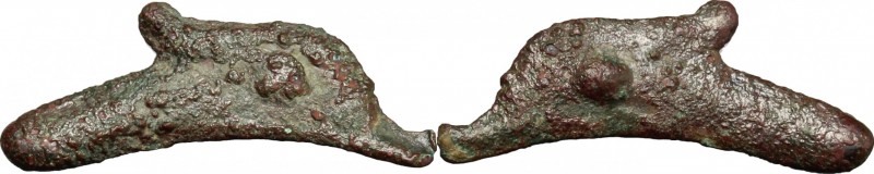 Continental Greece. Skythia, Olbia. AE dolphin shaped proto-money, 5th century B...