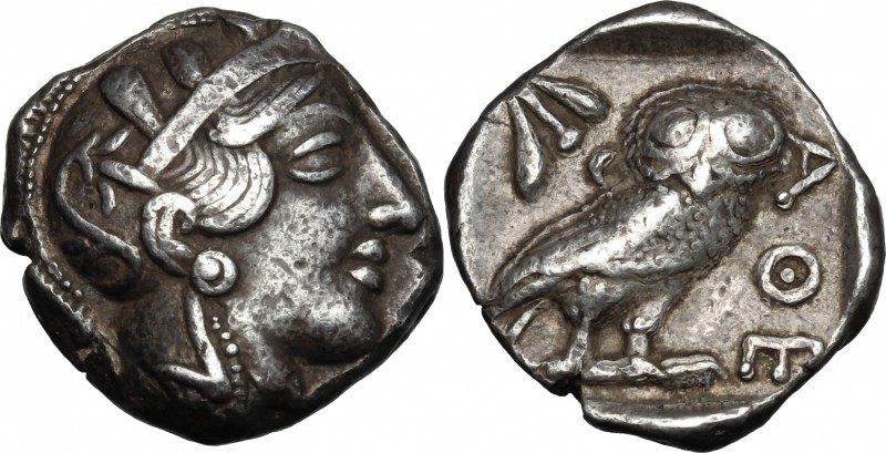 Continental Greece. Attica, Athens. AR Tetradrachm, 479-393 BC. D/ Head of Athen...