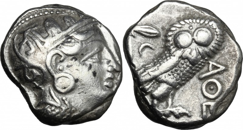 Continental Greece. Attica, Athens. AR Tetradrachm, c. 350 BC. D/ Head of Athena...